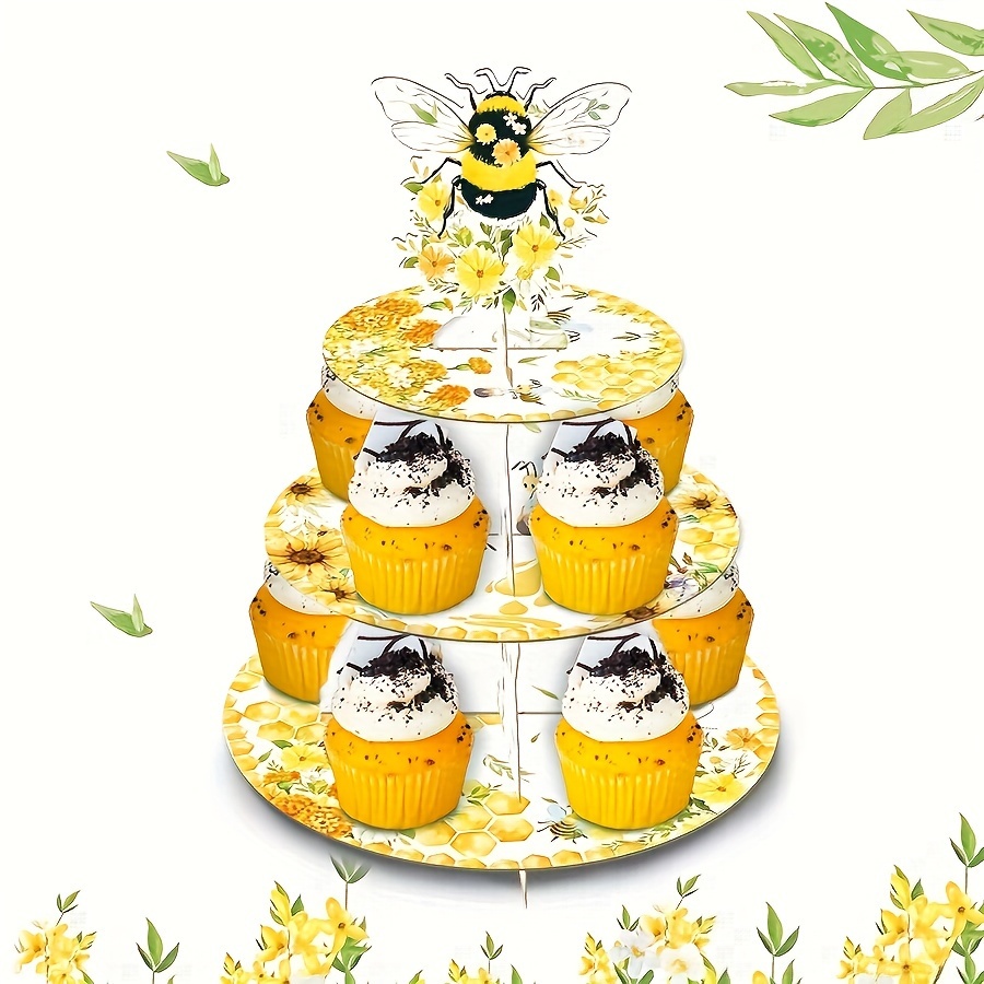 Bee Party Supplies, Cupcake Stand 3 Tier Bee Party Cake Birthday