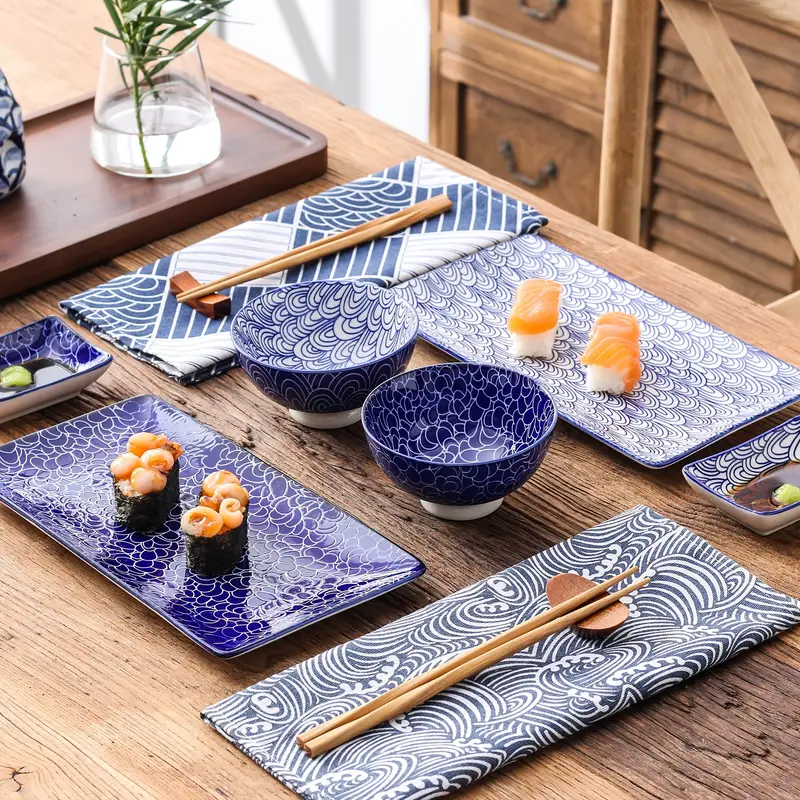 Set Da Portata Per Sushi Blu In Ceramica In Stile Giapponese - Temu  Switzerland