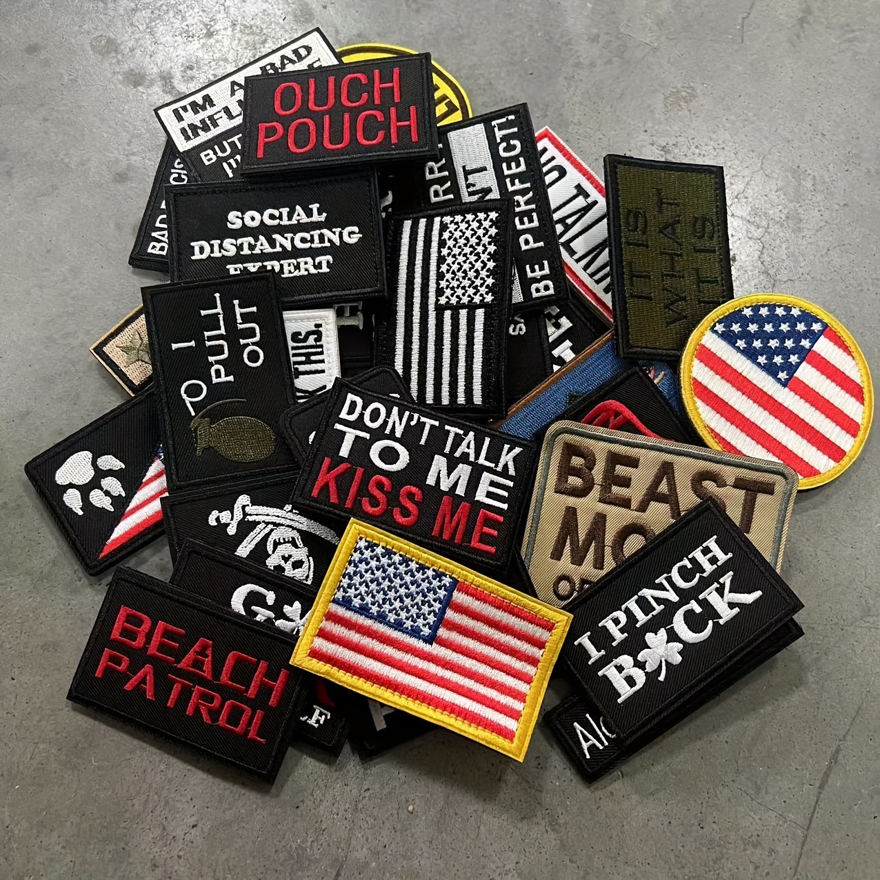 Butie 20 Pieces Random Funny Tactical Military Morale Patches Full Embroidery Patch Set for Caps,Bags,Backpacks,Clothes,Vest,Military Uniforms