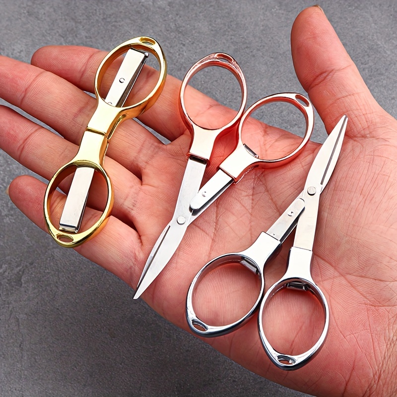 1pc Multi Functional Retractable Stainless Steel Folding Scissors Mini Travel Portable Outdoor