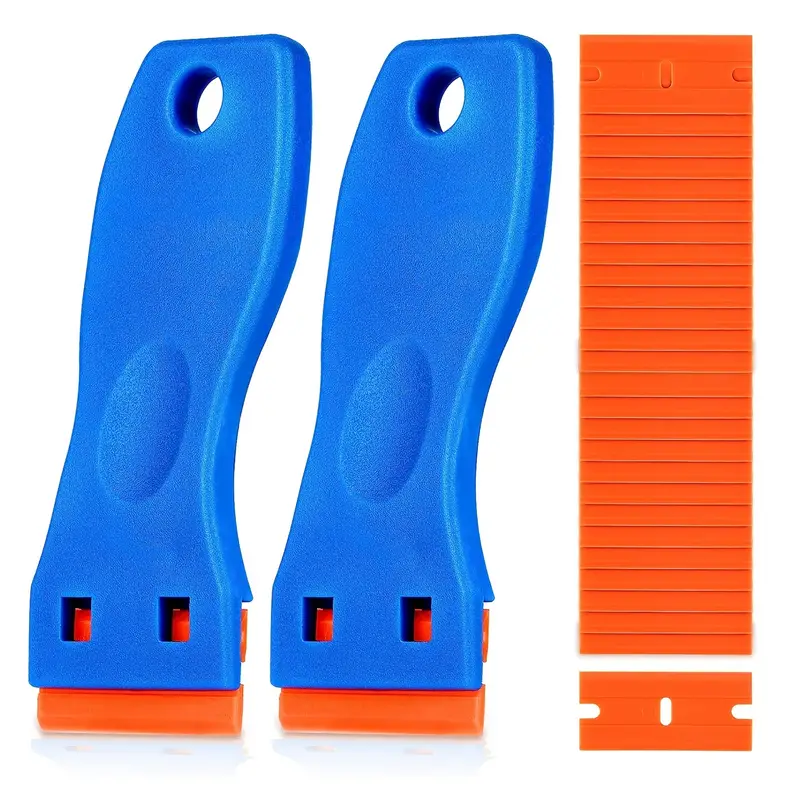 1pc Plastic Razor Blades Scraper Tool: Effortlessly Remove Wall Paint,  Stickers, Vinyl Adhesives, And More - 10pcs Blades Kit Included!