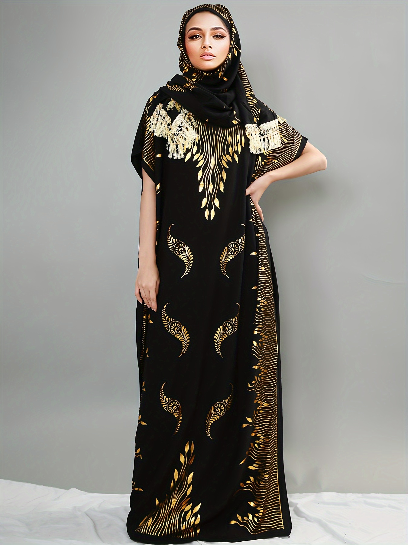 Black and outlet gold abaya dress