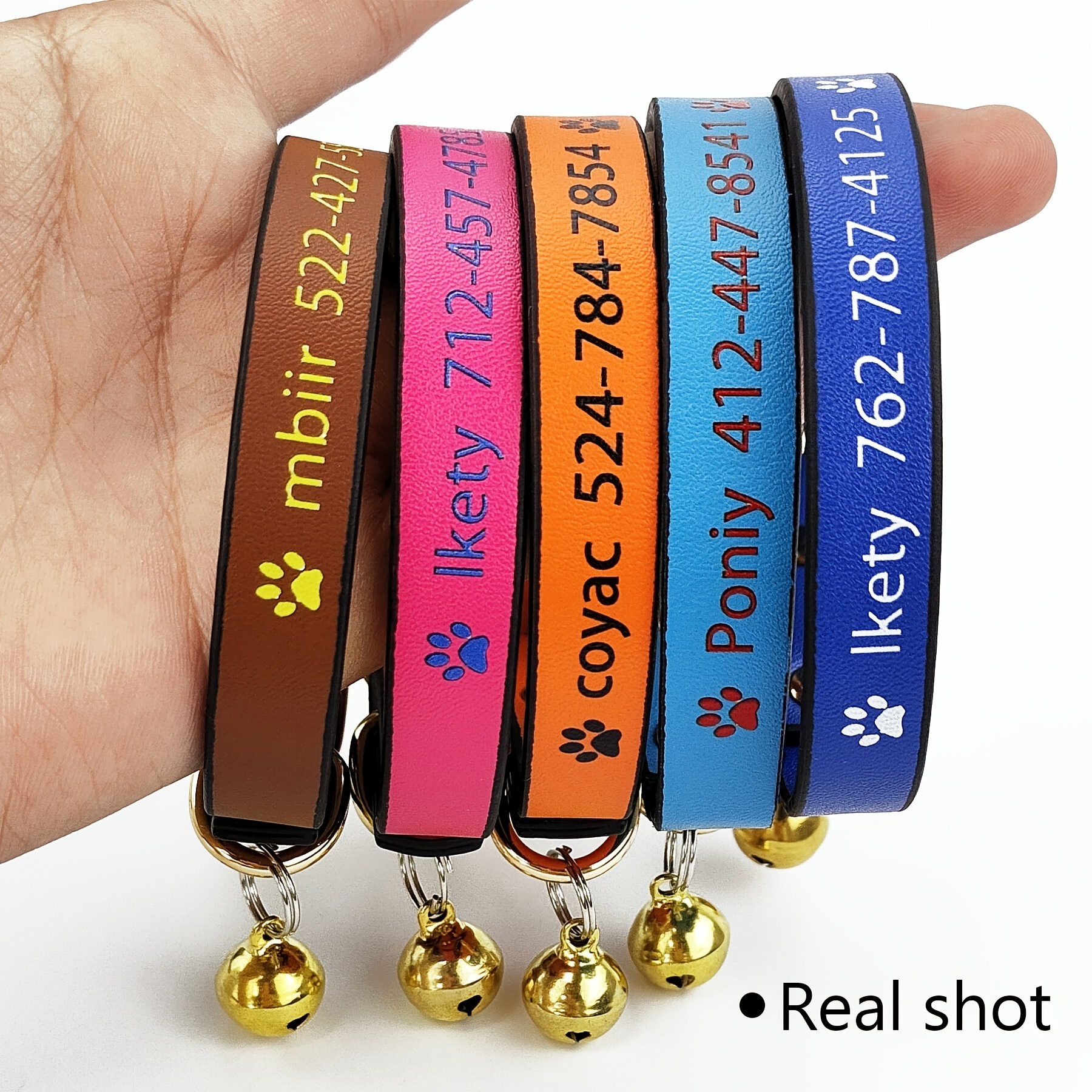 Custom Cat Collars, Personalized Leather Cat Collar With Printed Name For Cats  Kittens - Temu