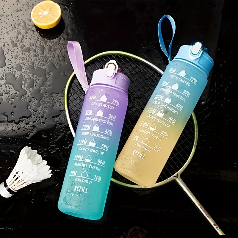 Temu 650ml Gradient Color Outdoor Sports Water Bottle With Time