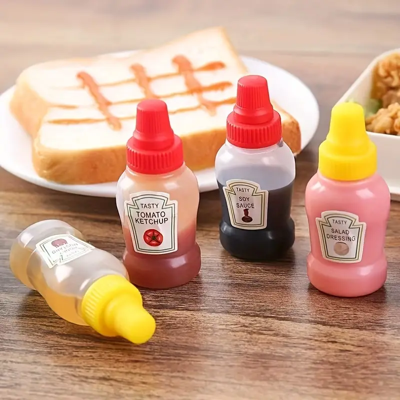 2/4 pièces, mini bouteilles de sauce, mini bouteilles de ketchup, bouteille  à presser pour condiments