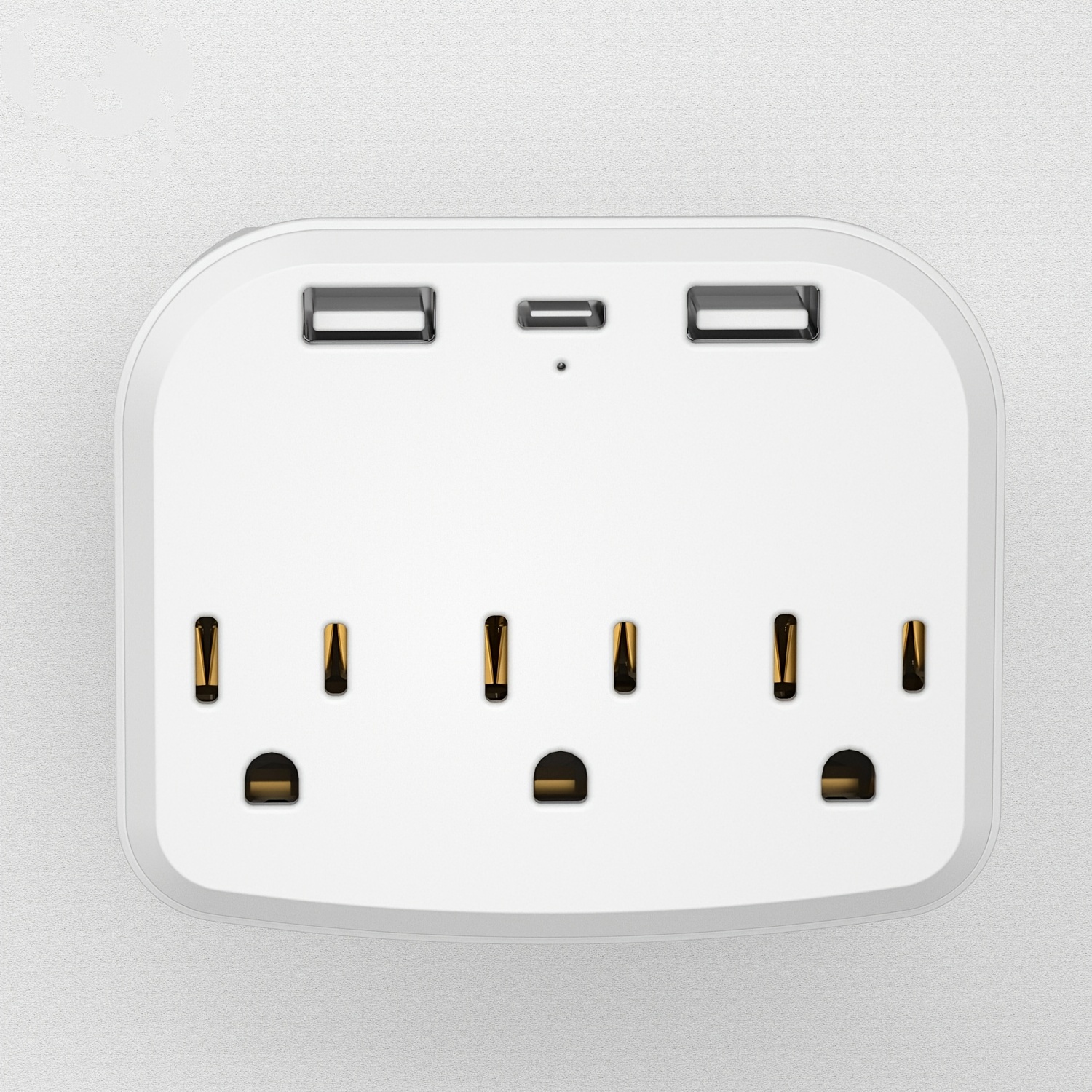 1pc Mini Outlet Extender USB Wall Charger 3 Outlet Surge Protector Power Strip With 2 USB Ports And 1 Type c Multi Plug Outlet With Spaced Outlets For Office White