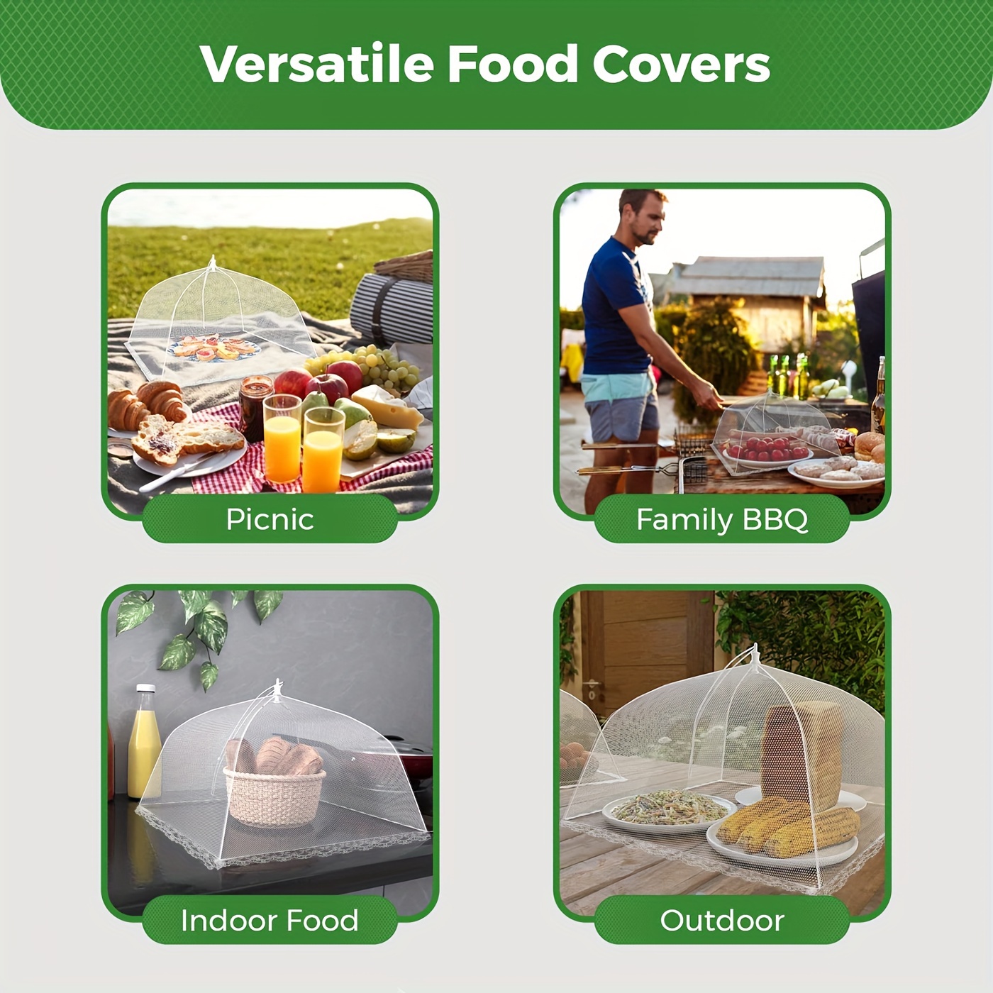 1 2 4 6pcs large and tall   up mesh food covers tent umbrella for outdoors screen tents parties picnics bbqs reusable and collapsible food covers picnic camping and bbq   home kitchen   supplies details 8