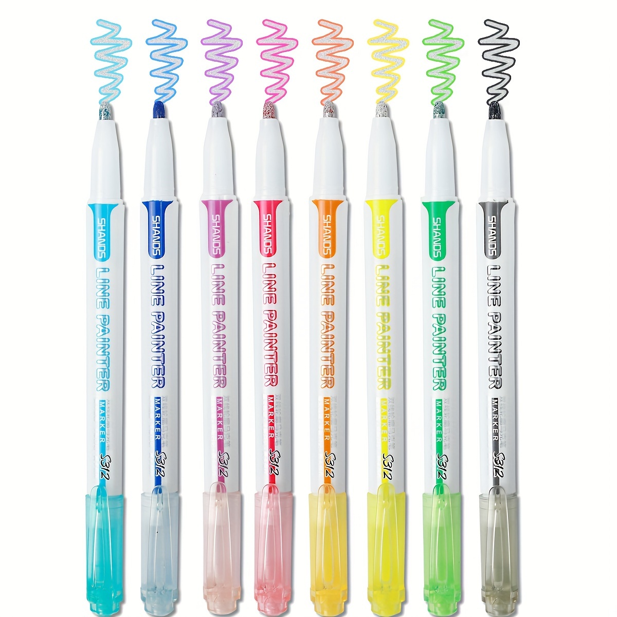 8/12 Colors Double Line Contour Pen Metal Marker Pen - Temu