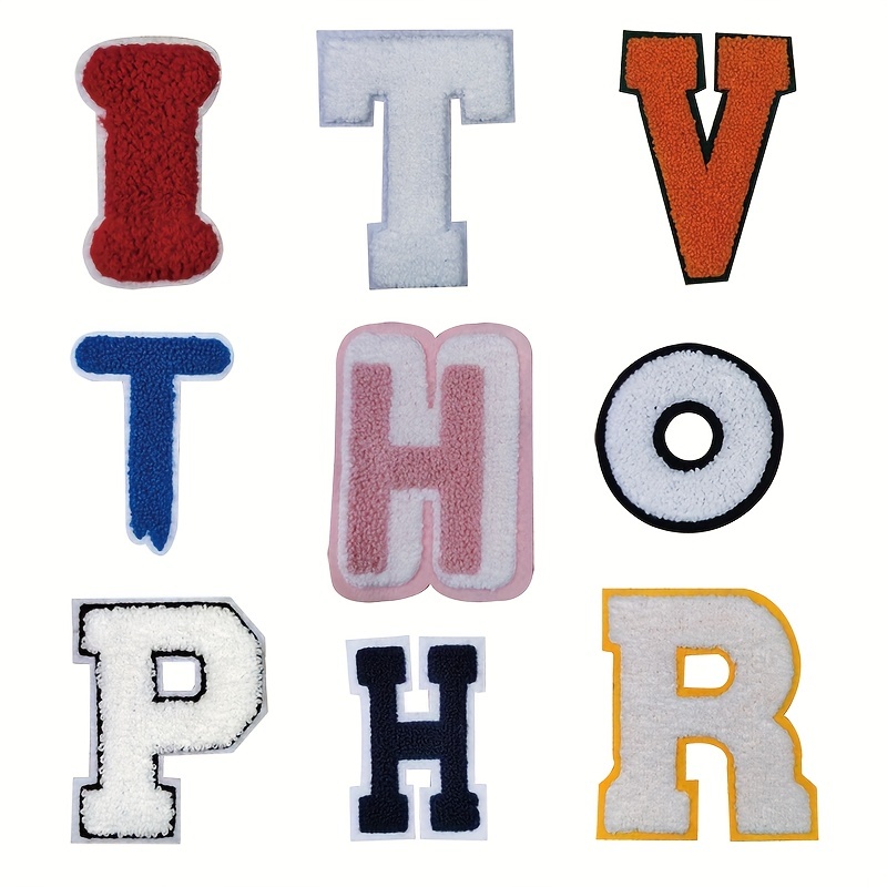 Wholesale Wholesale Diy towel embroidery alphabet initial glitter letter  patches stick on chenille colorful letters hearts patches From m.