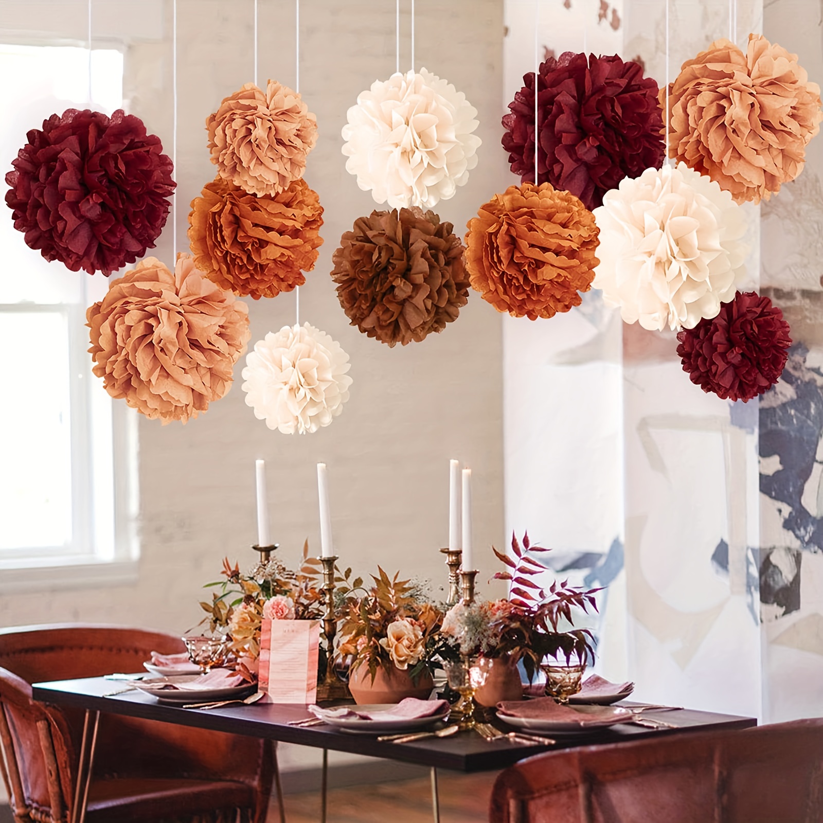 10 Inch Tissue Paper Pumpkin Decoration, Maroon