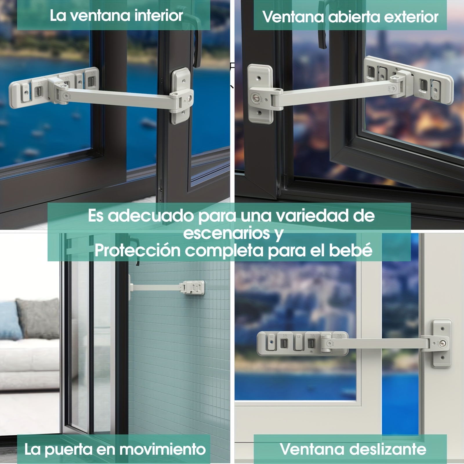 Tranca Bloqueo Seguridad Niños Flexible Puertas Ventanas Ax®