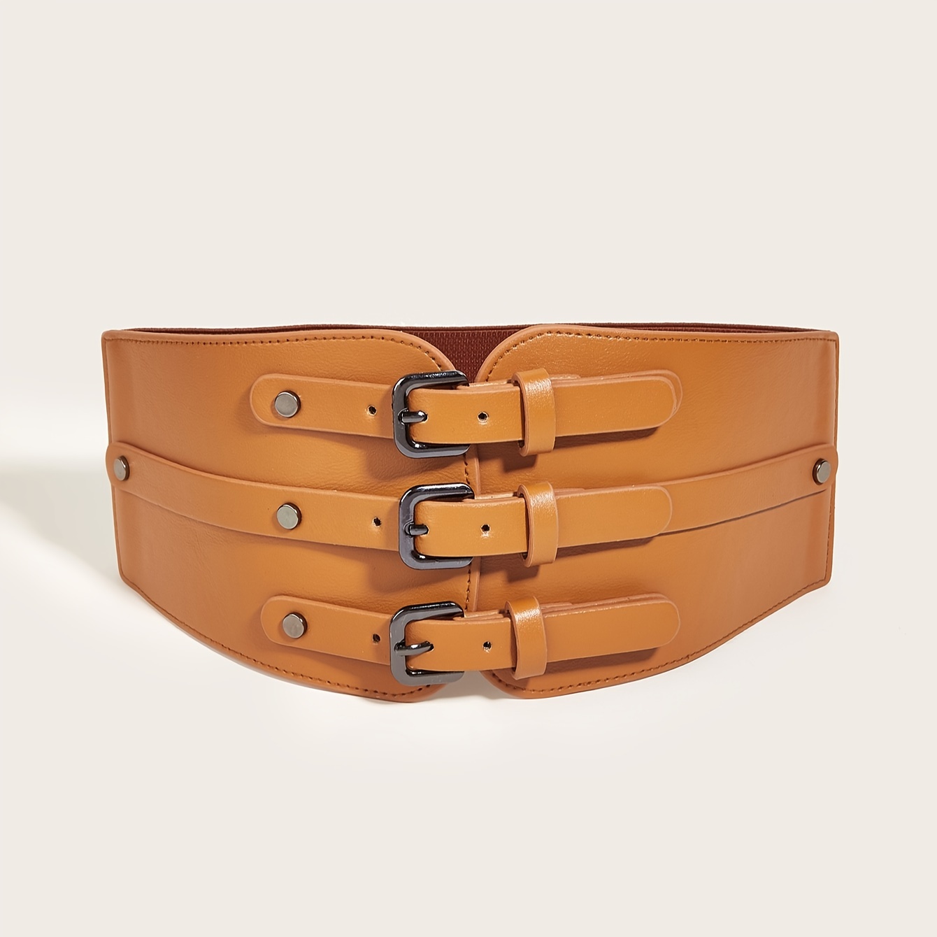 Marquise Faux Leather & Elastic Corset Cinch Belt –