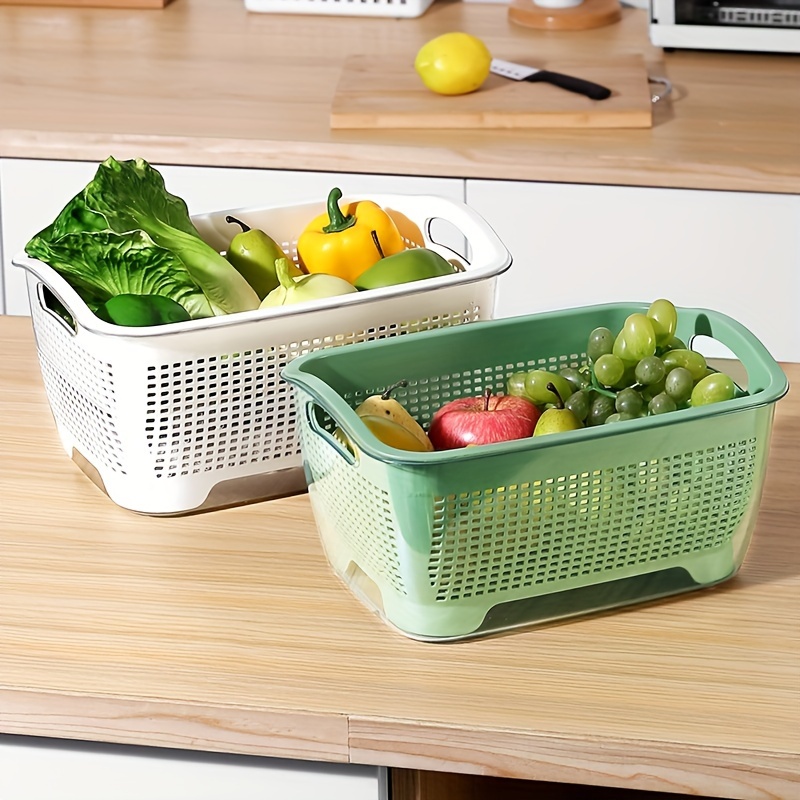 Comprar Cesta especial para limpieza de verduras, escurridor, doble capa,  para lavado del hogar y almacenamiento hueco de verduras