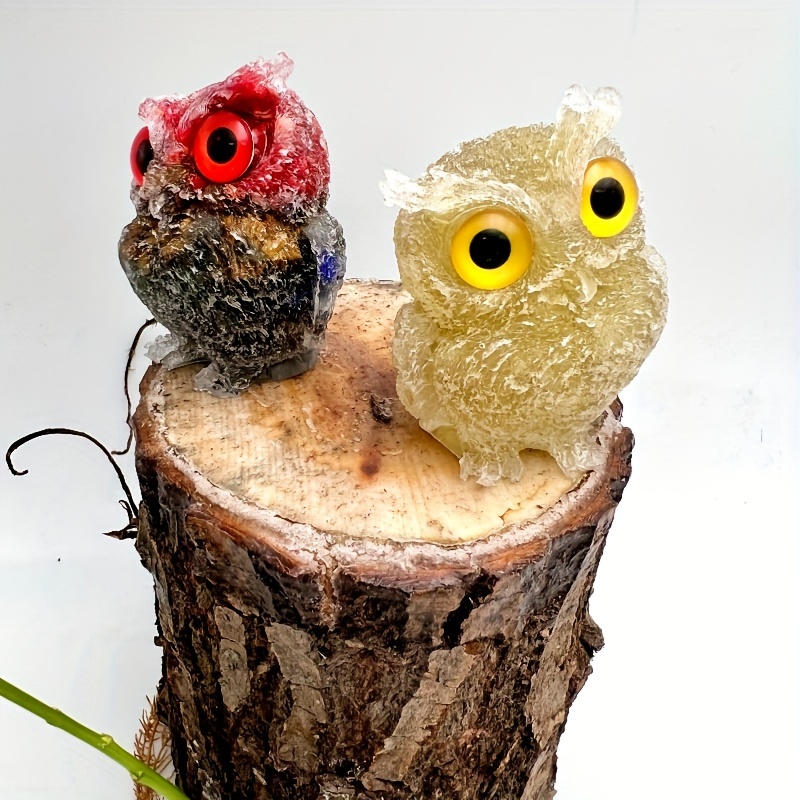 Natural Crystal Gravel Epoxy Owl Desktop Ornament Decorative