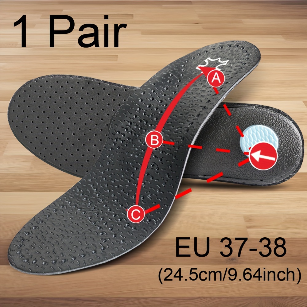 Image of 1 Pair Faux Leather Arch Shoe Insoles Unisex Arch Support Breathable Deodorizing Shock Absorption Faux Leather Shoe Pads