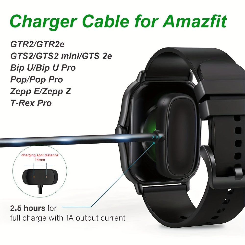 

Charger Cable For Amazfit Gts 2, Gts 2 Mini, Gts 2e, Gtr 2, Gtr 2e, Gts 4 Mini, T-rex Pro, Bip 3, Bip U, Zepp E/z, Usb Charging Cable Dock Cord 3.3ft Smartwatch Accessories