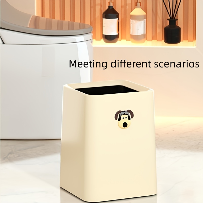 Cream Color Trash Can, Cute Dog Head Creative Double-layer Trash Can  Without Lid, Living Room Bathroom Paper Basket, Kitchen Bathroom Bedroom  Office Accessories, Home Decor - Temu