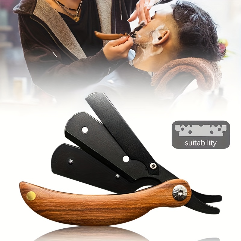 Men's Wooden Straight Edge Razor, Professional Barber Tool