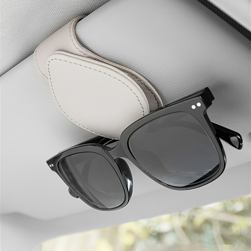 Comprar Soporte para gafas de sol para coche, mano de obra sintética,  soporte para gafas de sol de cuero genuino, Clip para tarjeta o billete,  accesorios para automóvil