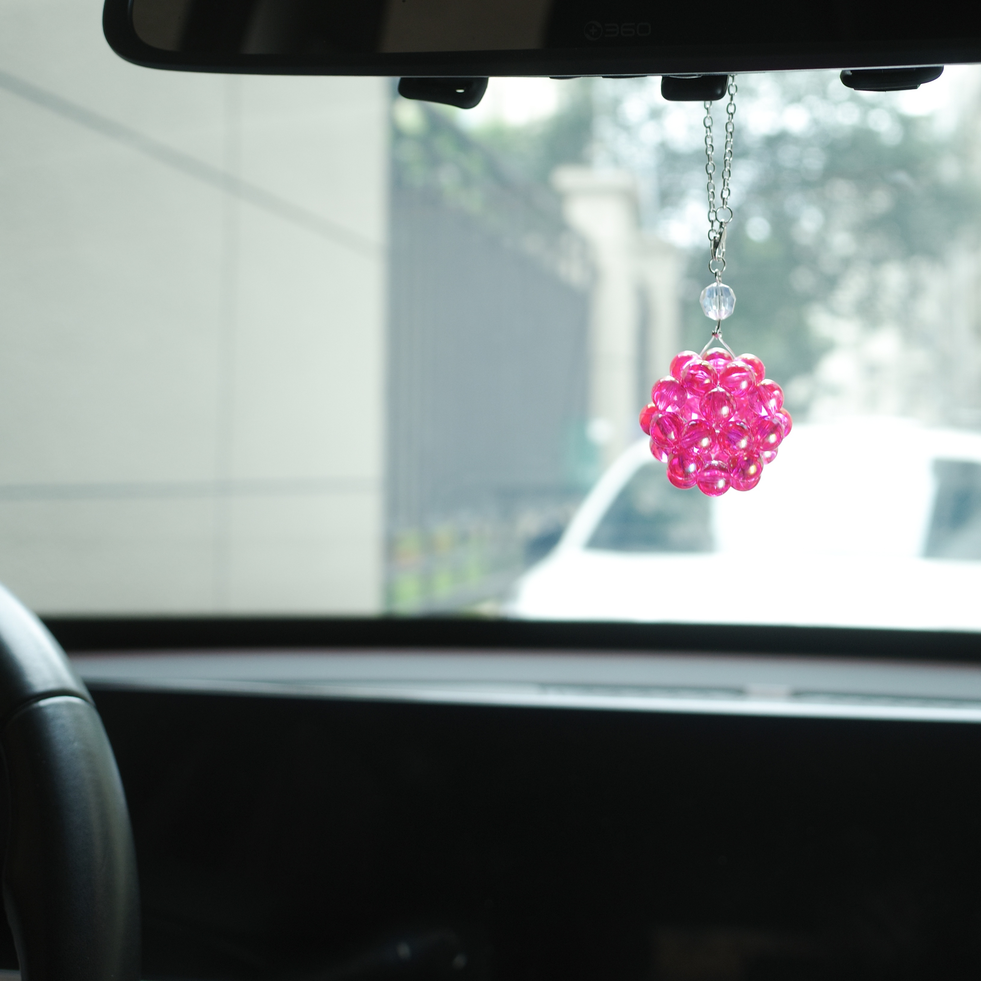 Lomubue Stylish Flower Beads Pendant Car Interior Decor Rearview Mirror  Hanging Ornament 