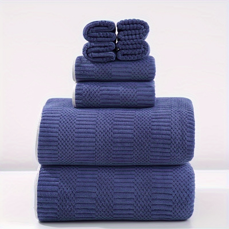 10 uds. Juego de toallas Classic- Premium , color: rojo y azul claro de , 2 toallas  cara 30x30, 2 toallas de invitados 30x50, 4 toallas de 50x100, 2 toallas de  baÃ±o 70x140 cm