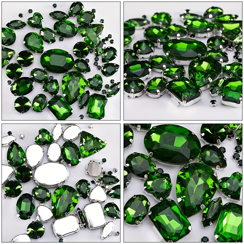 

50pcs, Assorted Sizes And Colors, Rhinestone Glass Crystals With Claws, Mixed Shapes, Diy Fashion Accessories, Craft Materials, Decorative Stones For Apparel - Glass Material