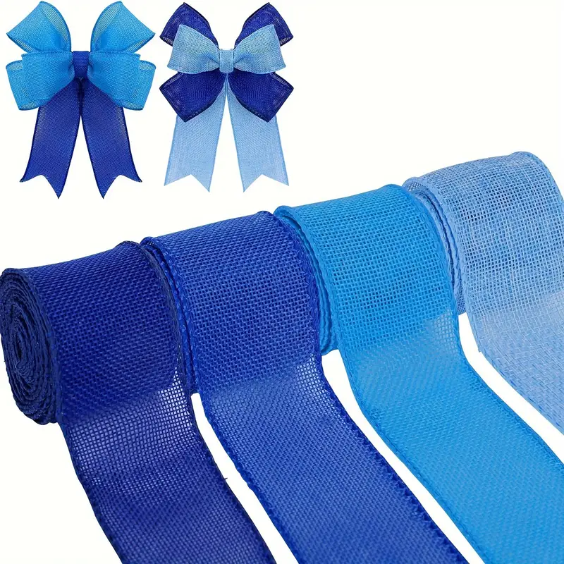 Wired Ribbon Assorted Blue Color Craft Ribbon Farmhouse - Temu