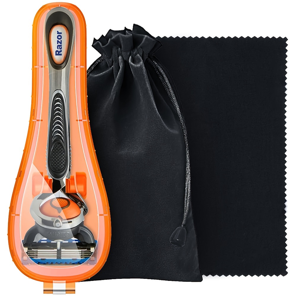 Image of Manual Razor Travel Case With Carrying Bag, Portable Plastic Razor Protector Case Compatible With Gillette Men's Razor
