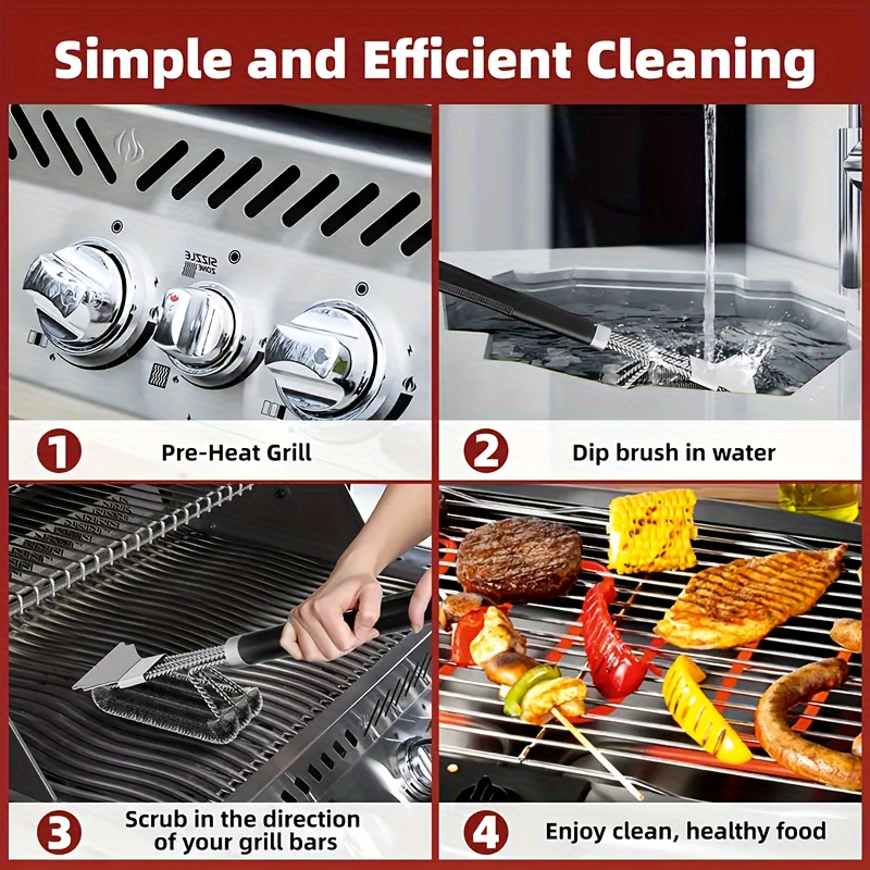 Grill Cleaning Brush, Bristle Free & Wire Combined Bbq Brush - Safe &  Efficient Grill Cleaning Brush- Grill Cleaner Brush For Gas /porcelain/charbroil  Grates - Bbq Accessories Gifts For Men - Temu