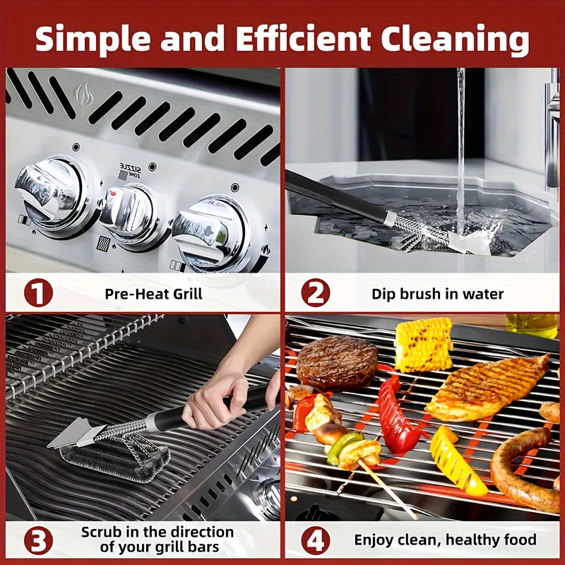 Grill Brush Bristle Free & Wire Combined Bbq Brush, Safe & Efficient Grill  Cleaning Brush- Grill Cleaner Brush For Gas/porcelain/charbroil Grates  Cleaning Supplies - Temu