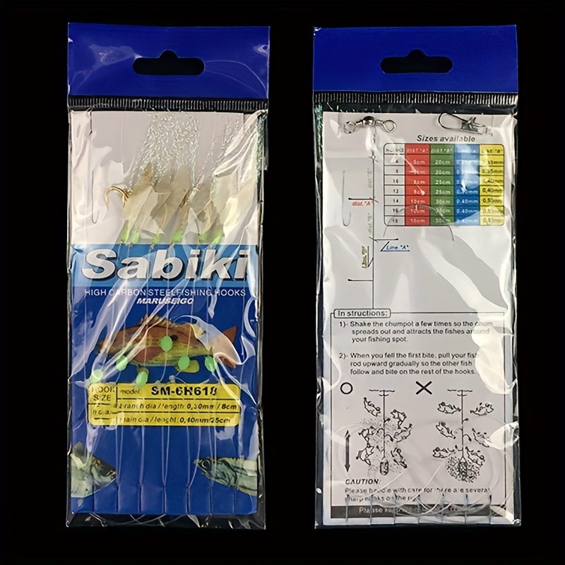 1.7m/14.15cm Real Fish Skin String Hooks With 6 Hooks Sabiki Bait Rigs  Saltwater Freshwater Sabiki Fishing Lure, Outdoor Fishing Tackle
