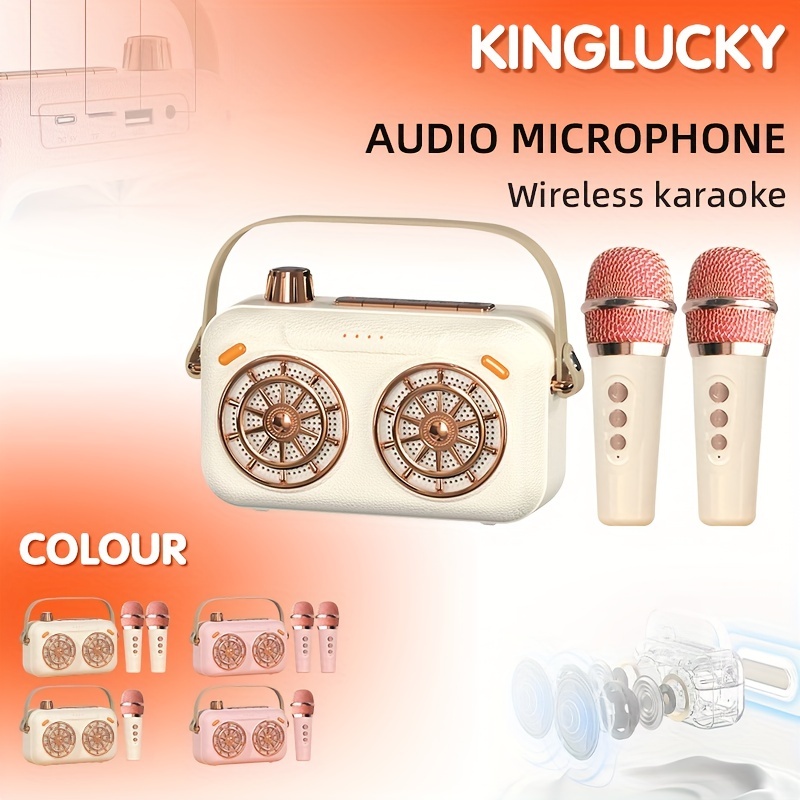 K12 Mini Máquina De Karaoke Con 2 Micrófonos Inalámbricos - Temu