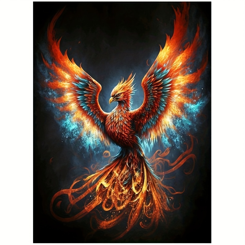 

1pc 5d Artificial Diamond Painting Set, Fire Phoenix, Suitable For Beginners, Adults Handmade, Living Room, Interior Decoration Painting Set, 11.8 * 7.88 Inches