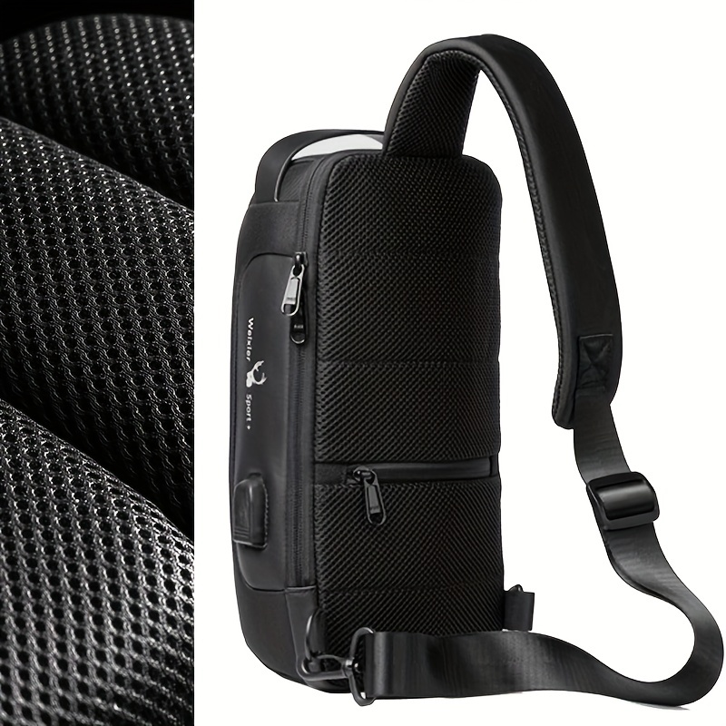  USB Charging Sport Sling Anti-theft Shoulder Bag, Anti Theft Sling  Bag for Men and Women (black) : Automotive