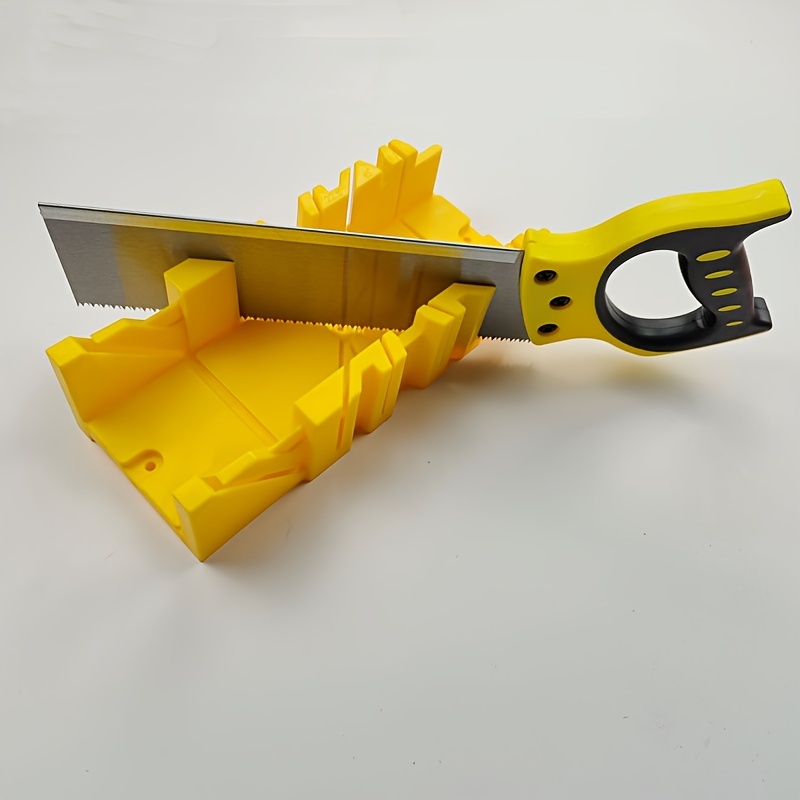 

1pc Wood Cutting Clamping Miter Saw Box Woodworking Angle Cutting For Carpente 22.5/45/90 Degree (black, Yellow)