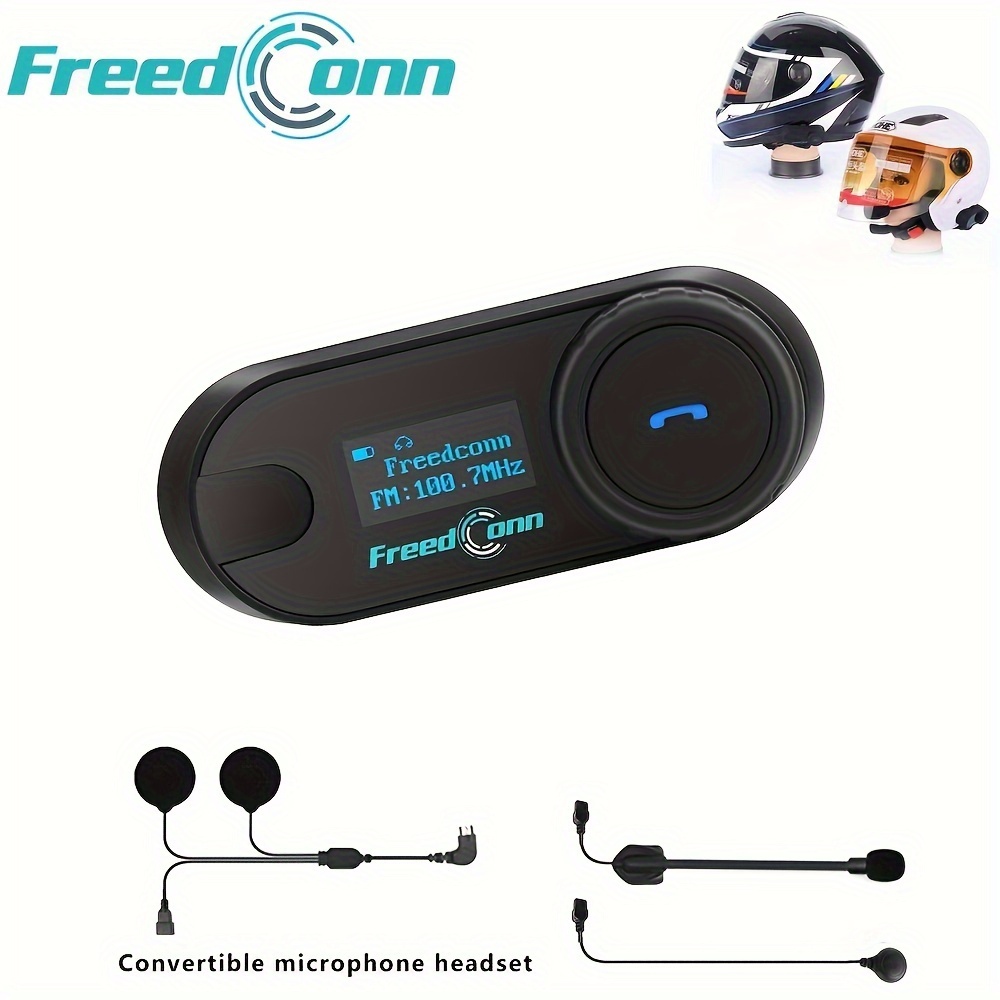 Freedconn Casque de moto sans fil Interphone Bluetooth Casque Moteur  Écouteur 6 Riders Musique Partager Interphones Pour Motos