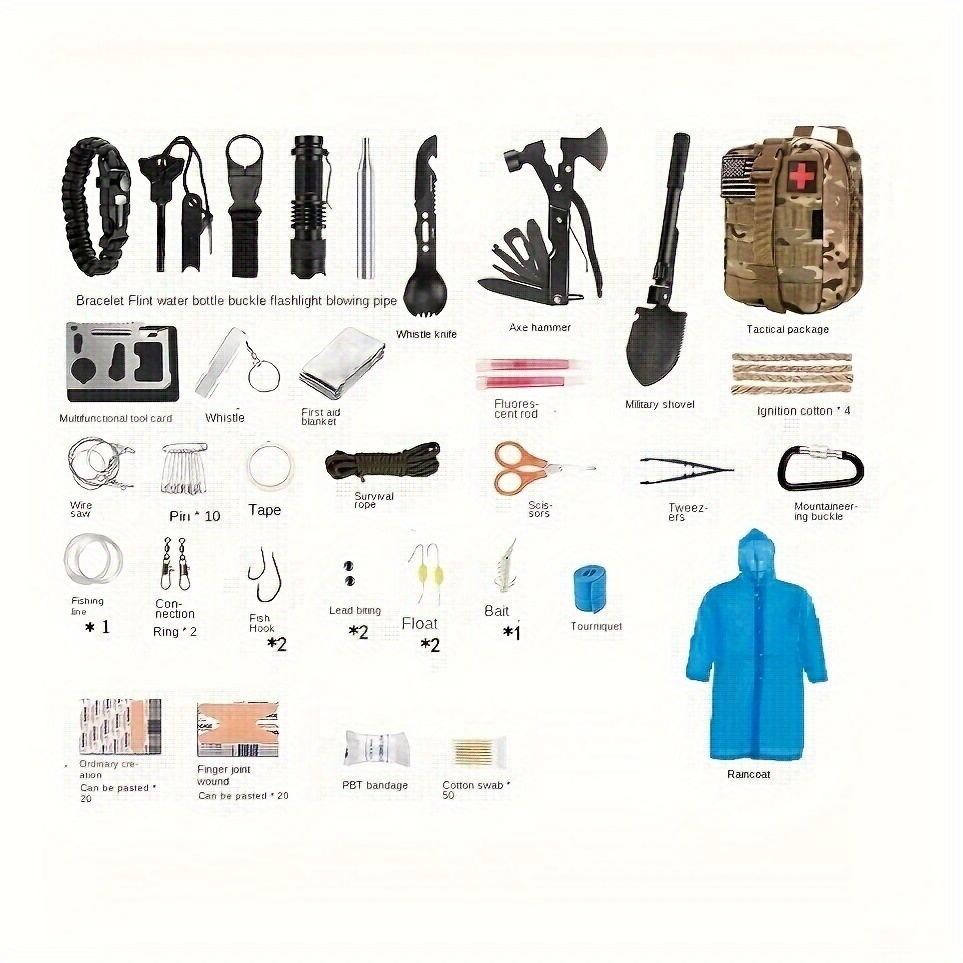 Outdoor Multifunctional Life Saving Kit, Professional Emergency Lifesaving  Gear Tools, First Aid Supplies, Men Family SOS Tactical Hiking Survival Hun