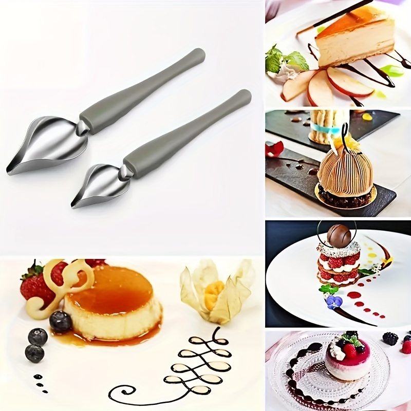 2Pcs Chocolate Creams Pencil Filter Spoons Cake Decoration Baking Pastry  Tools