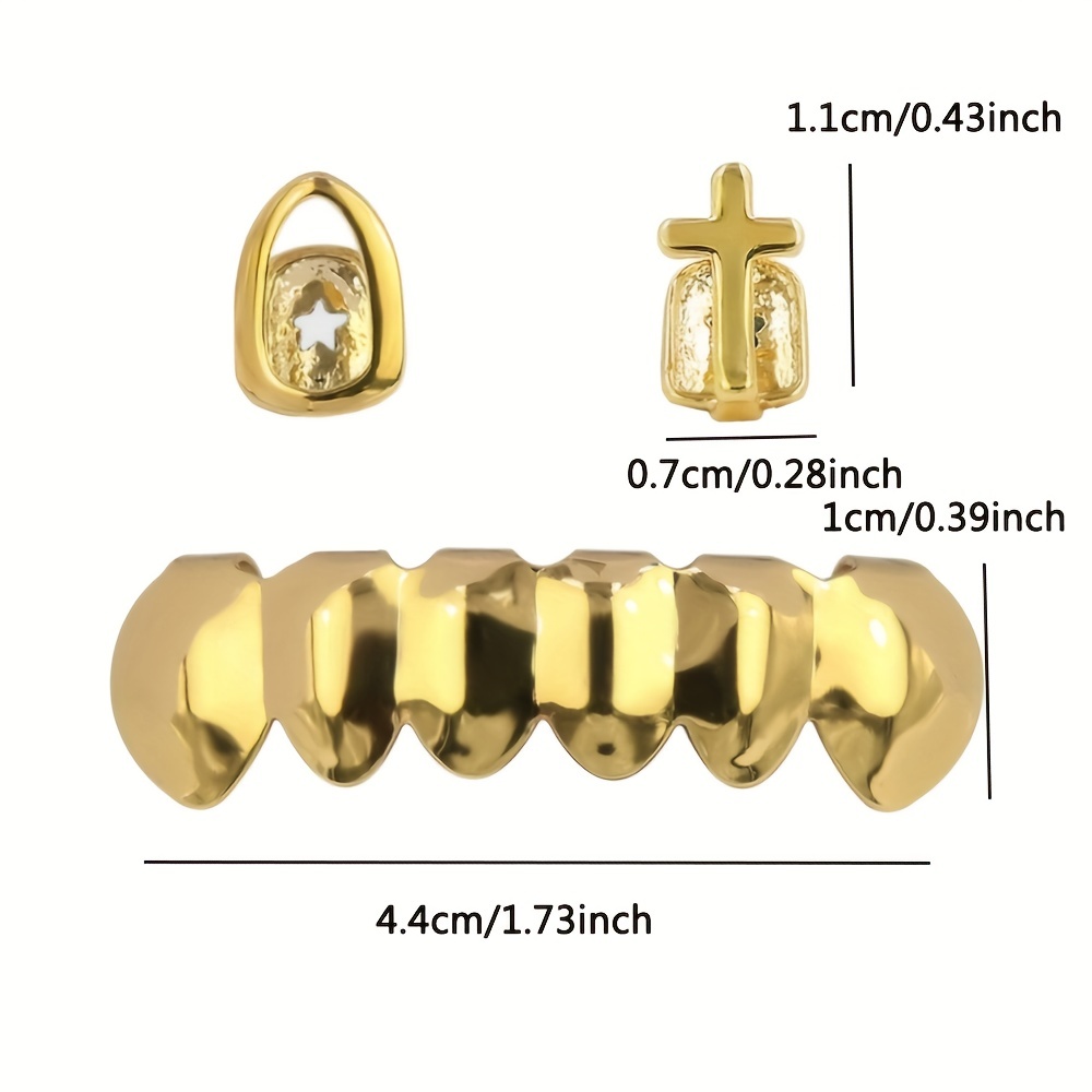 3pcs Golden Silvery Rose Golden Teeth Grillz Set