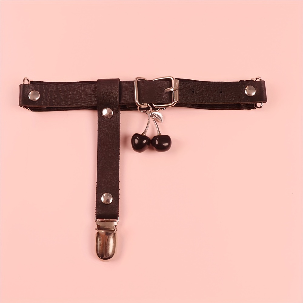 Cherry Pendant Garter Belt Black Punk Thigh Harness Pu - Temu