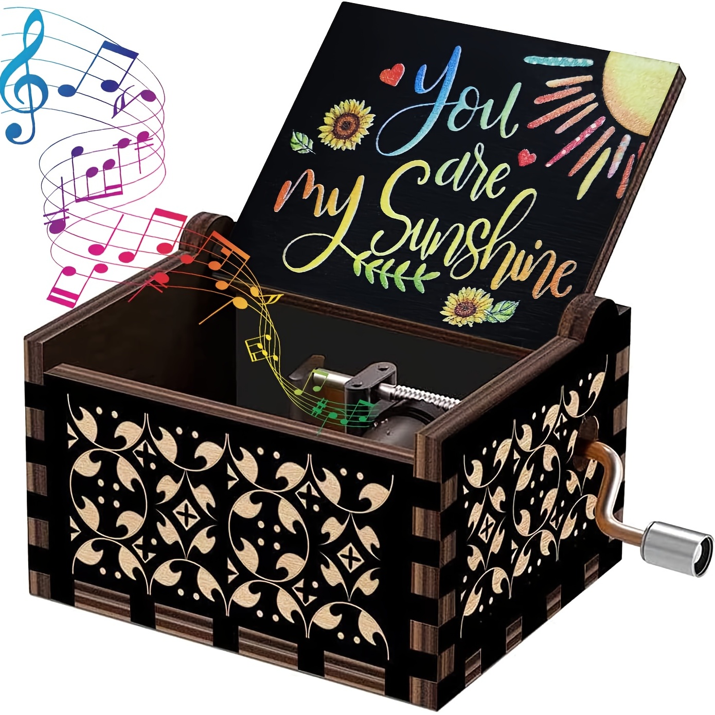Caja de música giratoria clásica para niñas, de 3 colores con manivela caja  musical, almacenamiento de joyería, con espejo - AliExpress