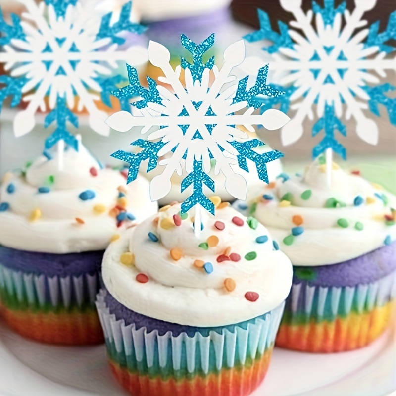 Little Snowflake Cupcake Toppers Silver Snowflake Cake - Temu