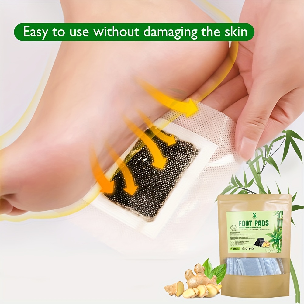 

100pcs Deep Cleansing Foot Patch, Natural Bamboo Vinegar Ginger Powder Foot Pads For Foot Care, Adhesive Sheets, After Foo Bath When Sleep Warm And Relax