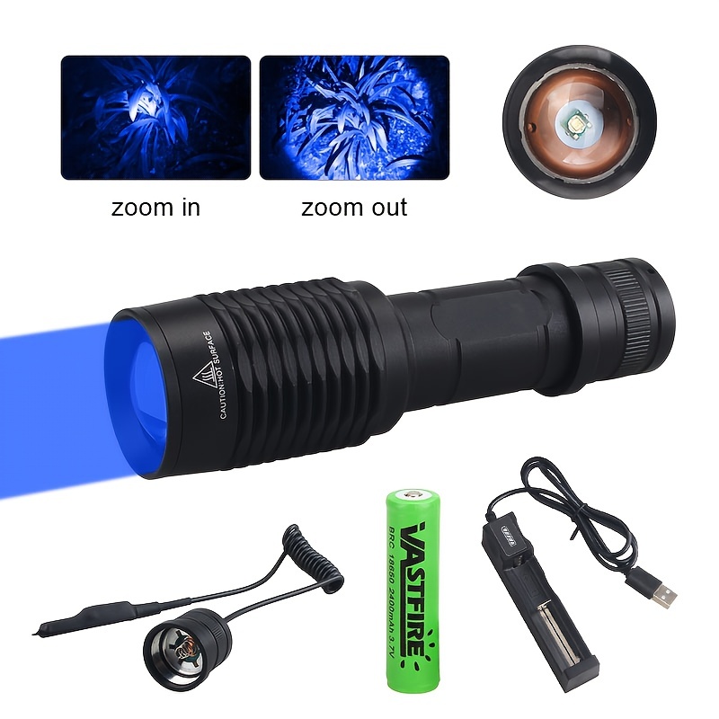Rechargeable Flashlight Bright Red Green White Blue Light