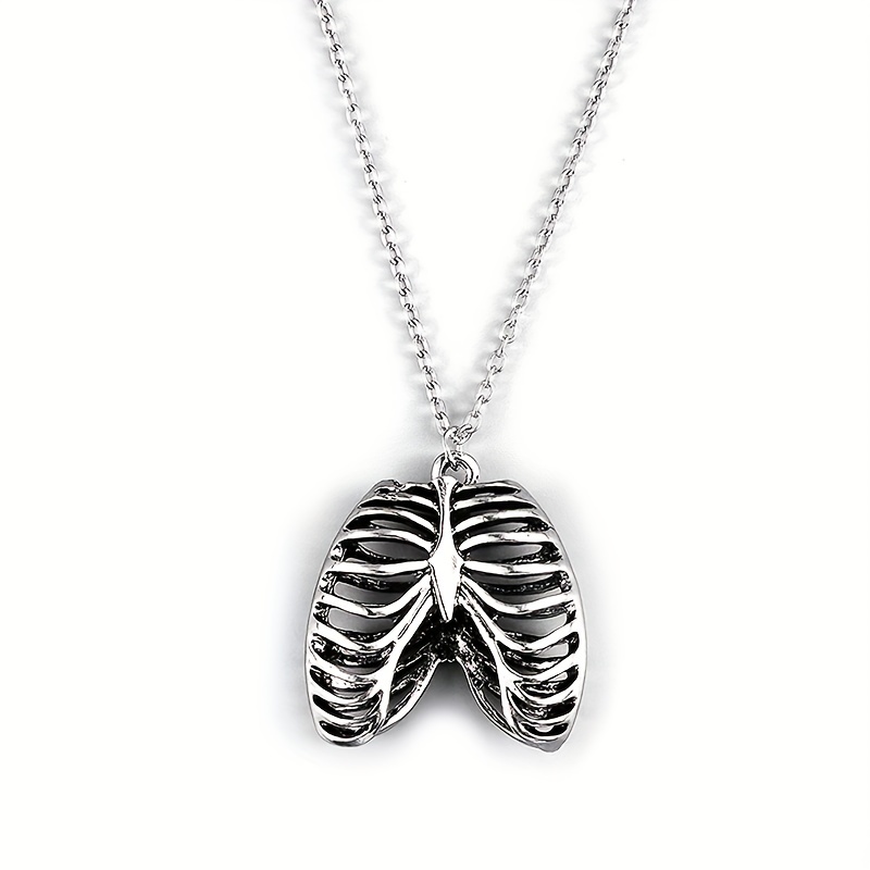 1 Stück Mode Gothic Brustkorb Halskette Anatomisches Skelett Herz Anhänger  Halskette Schmuck Für Männer Frauen