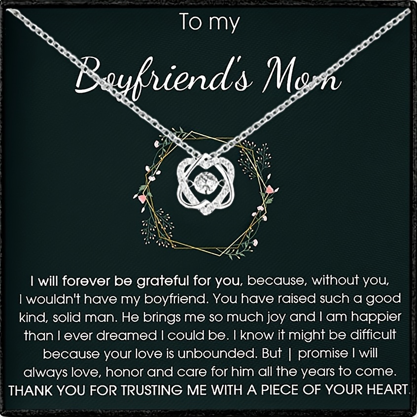 

Elegant Interlocking Necklace For Boyfriend's Mom - Cubic Zirconia & Copper, Perfect Gift For Birthdays, Valentine's, Day, Christmas With Card & Gift Box