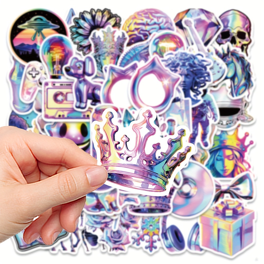 50pcs Autocollants Mignons De Style Laser Holographique Pour