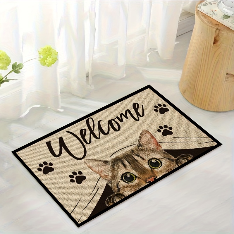 Cute Cat Entrance Doormat, Low-pile Dirt Resistant Floor Mat