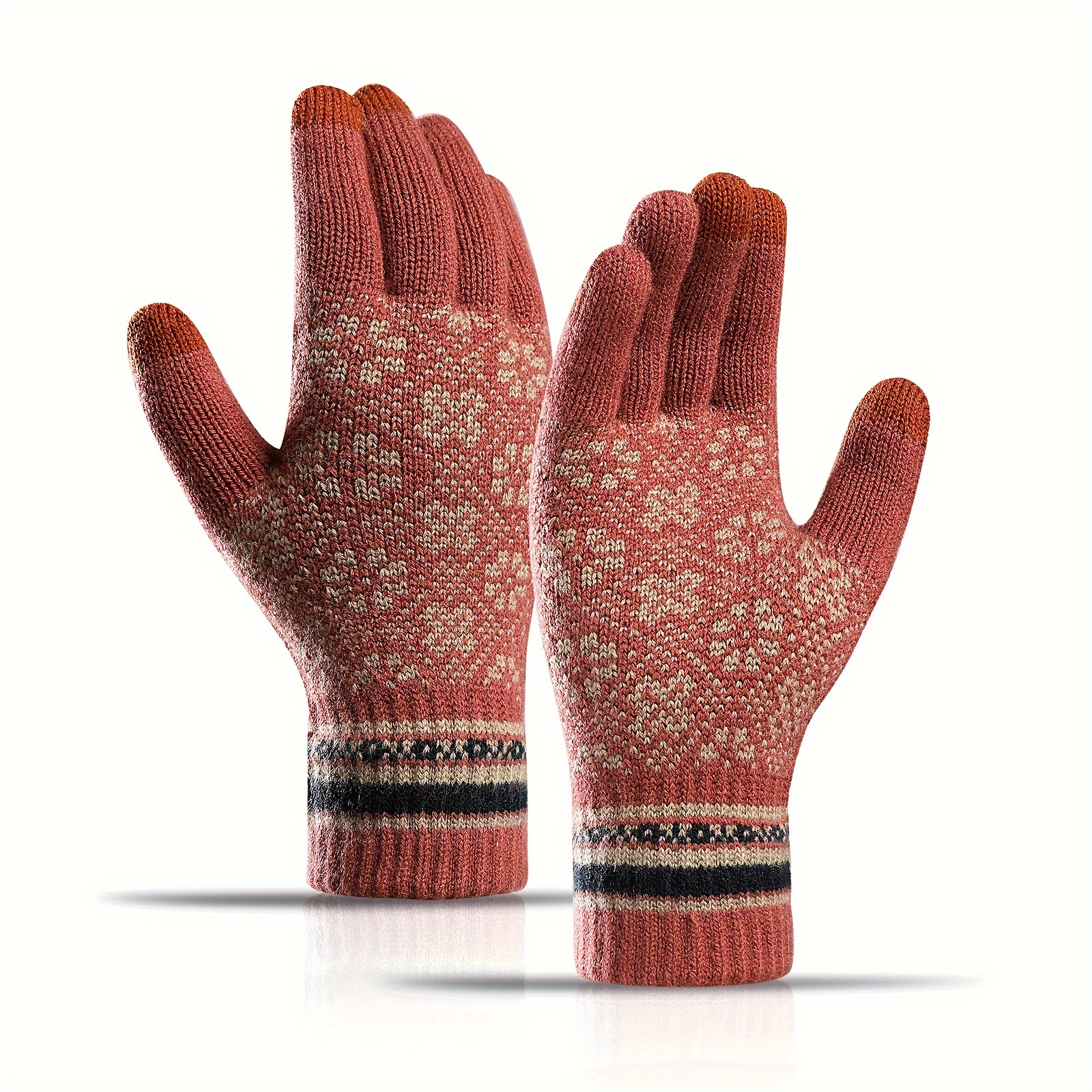 Guantes De Punto Jacquard Con Copos De Nieve Para Mujer Y - Temu Chile