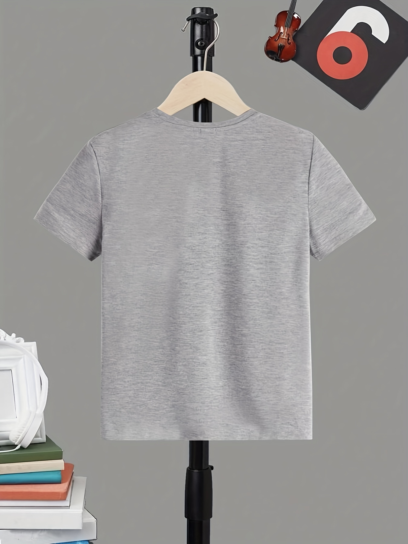 Boy's Letter Print T-shirt Active Short Sleeve Tee for Summer